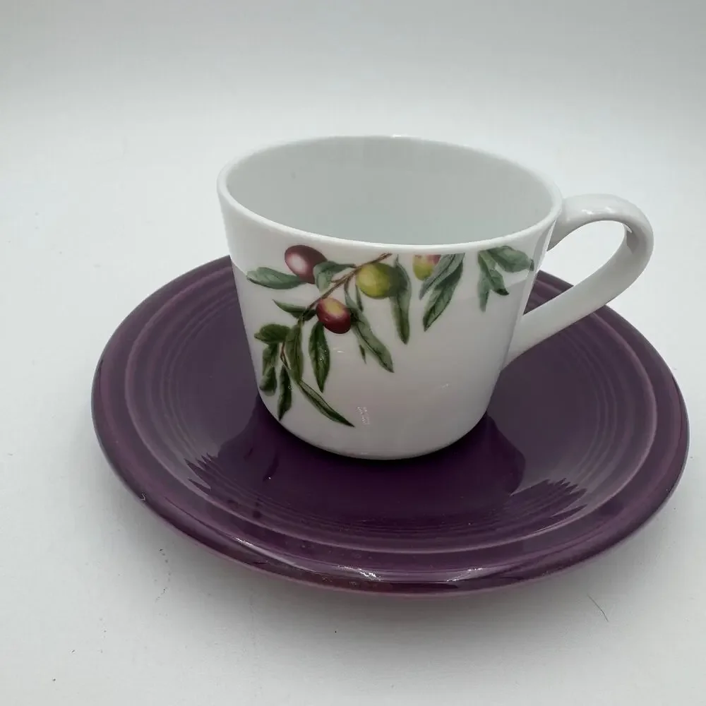 Pottery Barn Monique Lhuillier Olive Orchard 4 Cups and 4 Saucers